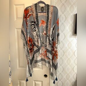 Vince Camuto Blue and Orange Patterned Kimono/coverup